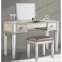 Rippeon makeup vanity set with stool and mirror 2024 house of hampton